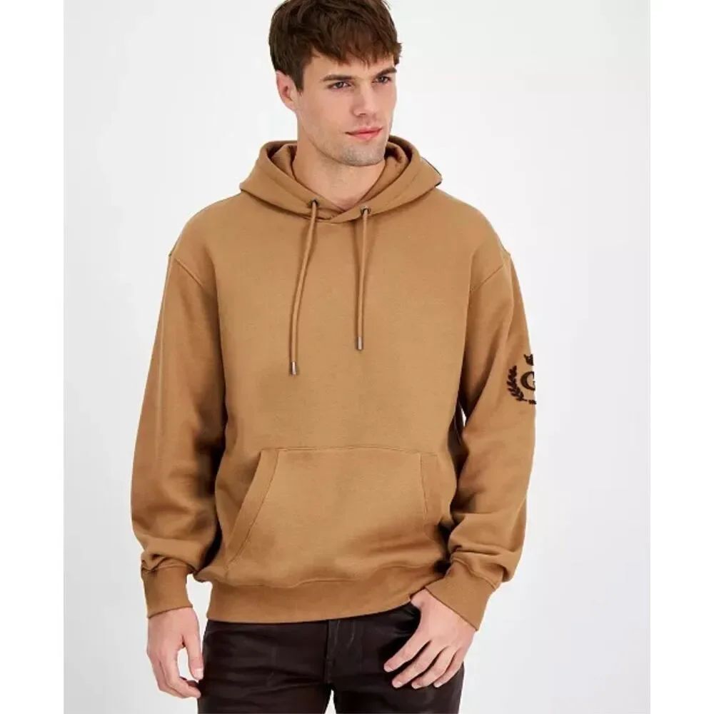 Guess NWT Organic Chenille Logo Hoodie Coconut Latte Small